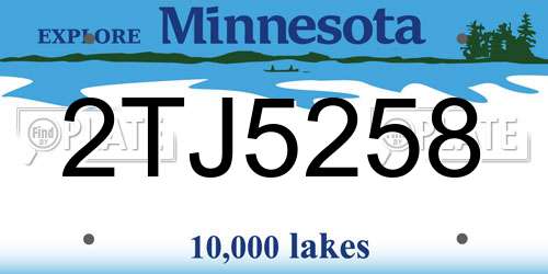 2TJ5258 Minnesota License Plate