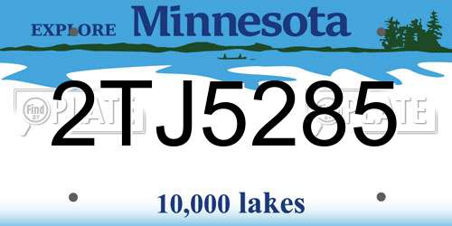 2TJ5285 Minnesota License Plate