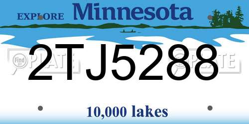 2TJ5288 Minnesota License Plate