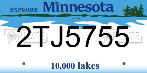 2TJ5755 Minnesota License Plate