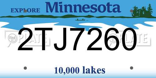 2TJ7260 Minnesota License Plate