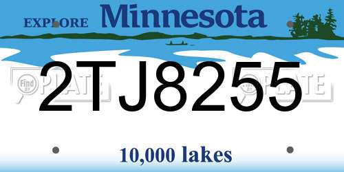 2TJ8255 Minnesota License Plate