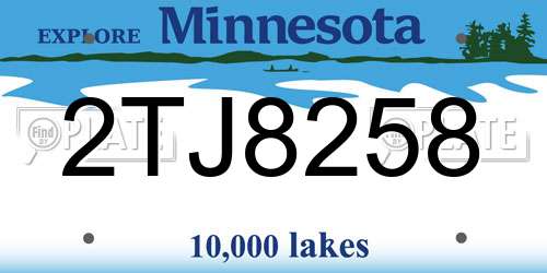 2TJ8258 Minnesota License Plate