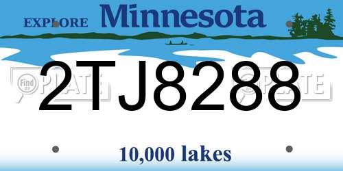2TJ8288 Minnesota License Plate