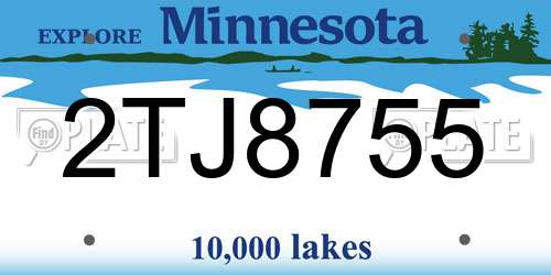 2TJ8755 Minnesota License Plate