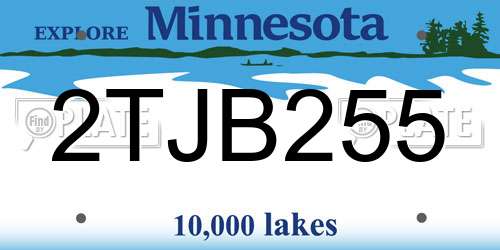 2TJB255 Minnesota License Plate