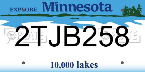 2TJB258 Minnesota License Plate
