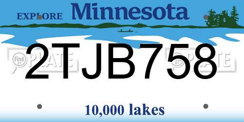 2TJB758 Minnesota License Plate
