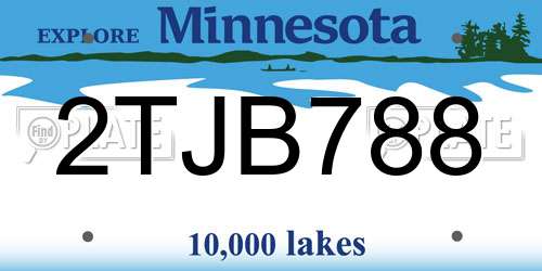 2TJB788 Minnesota License Plate