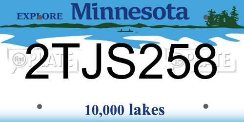 2TJS258 Minnesota License Plate