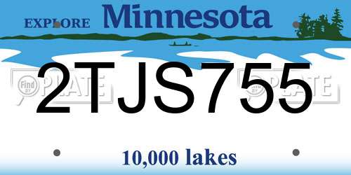 2TJS755 Minnesota License Plate