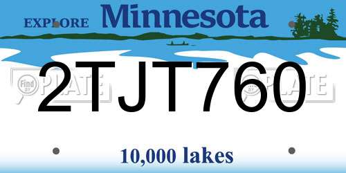 2TJT760 Minnesota License Plate