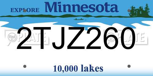 2TJZ260 Minnesota License Plate