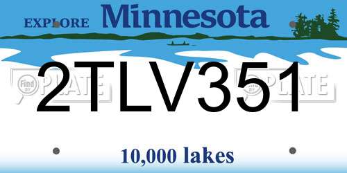 2TLV351 Minnesota License Plate