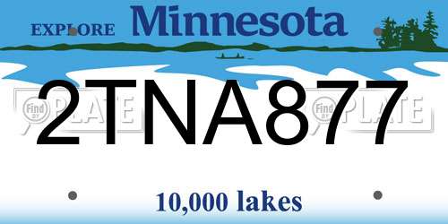 2TNA877 Minnesota License Plate