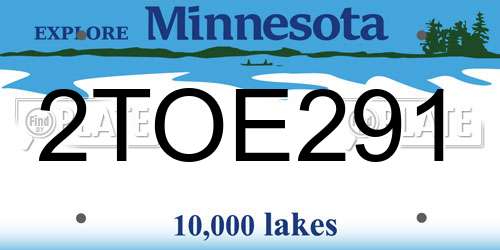 2TOE291 Minnesota License Plate