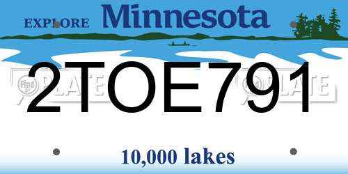 2TOE791 Minnesota License Plate