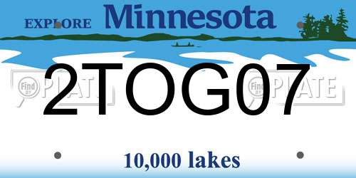 2TOG07 Minnesota License Plate
