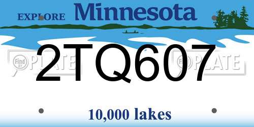 2TQ607 Minnesota License Plate