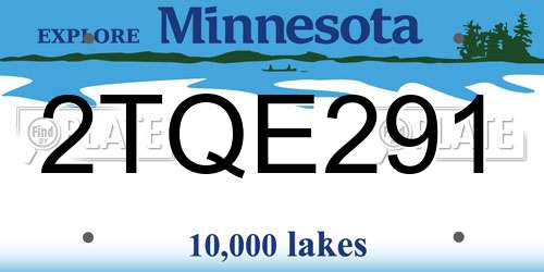 2TQE291 Minnesota License Plate