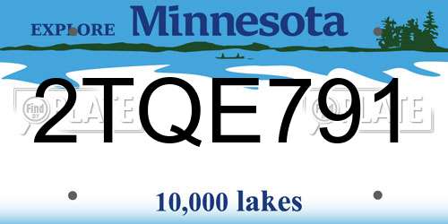 2TQE791 Minnesota License Plate