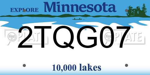 2TQG07 Minnesota License Plate