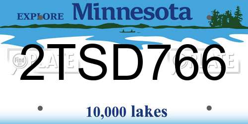 2TSD766 Minnesota License Plate