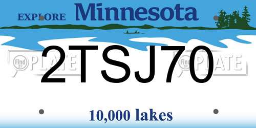 2TSJ70 Minnesota License Plate