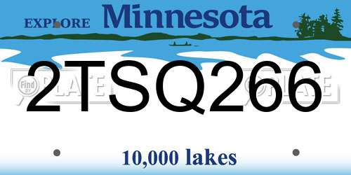 2TSQ266 Minnesota License Plate