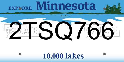 2TSQ766 Minnesota License Plate