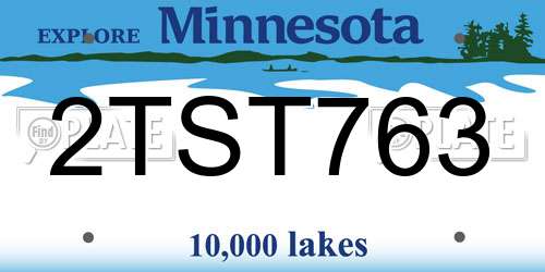 2TST763 Minnesota License Plate