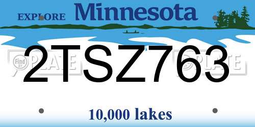 2TSZ763 Minnesota License Plate