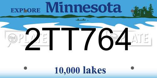 2TT764 Minnesota License Plate