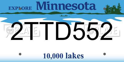 2TTD552 Minnesota License Plate
