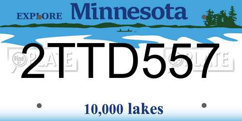 2TTD557 Minnesota License Plate
