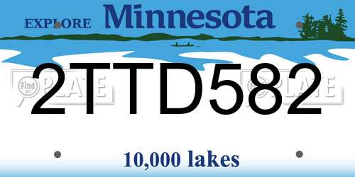 2TTD582 Minnesota License Plate