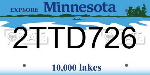 2TTD726 Minnesota License Plate