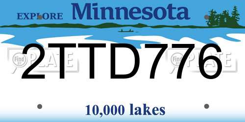 2TTD776 Minnesota License Plate