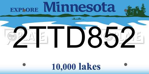 2TTD852 Minnesota License Plate
