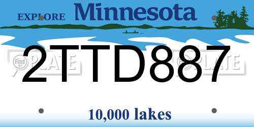 2TTD887 Minnesota License Plate