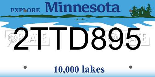 2TTD895 Minnesota License Plate