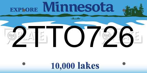 2TTO726 Minnesota License Plate