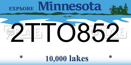 2TTO852 Minnesota License Plate