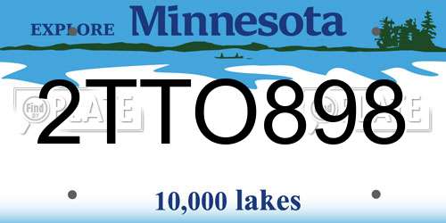 2TTO898 Minnesota License Plate