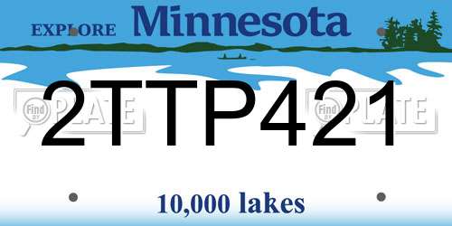2TTP421 Minnesota License Plate