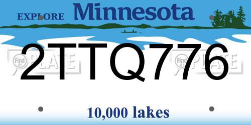 2TTQ776 Minnesota License Plate