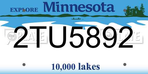 2TU5892 Minnesota License Plate
