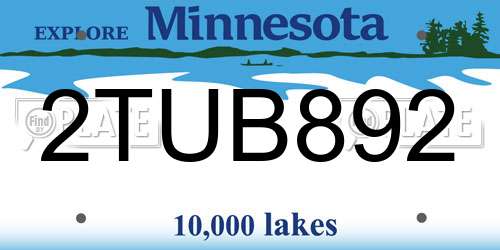 2TUB892 Minnesota License Plate