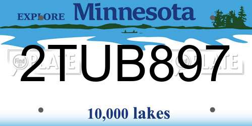 2TUB897 Minnesota License Plate