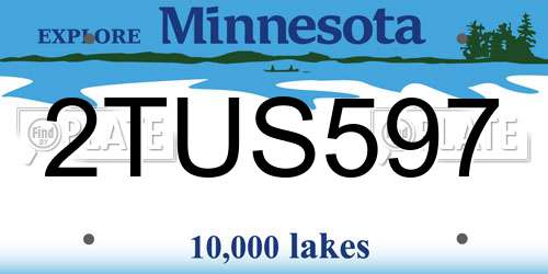 2TUS597 Minnesota License Plate